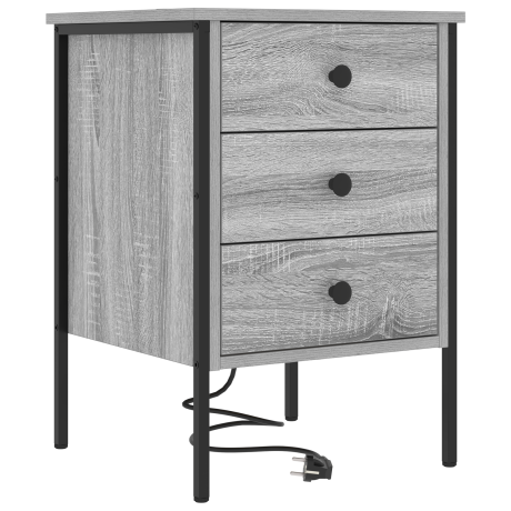 vidaXL Nachtkastje met lade Grijs sonoma 42 x 41 x 61 cm Bewerkt hout afbeelding2 - 1
