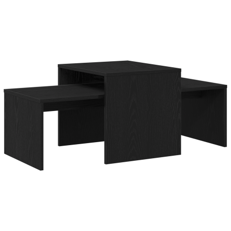 vidaXL Nest van Tafels Zwart Eikenhout 100x48x40 cm Gelaagd Hout afbeelding2 - 1