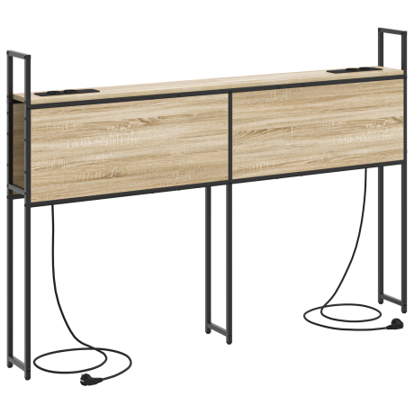 vidaXL Opberghoofdbord met hoofdeinde met opslag Sonoma eiken 140 cm Bewerkt hout afbeelding2 - 1