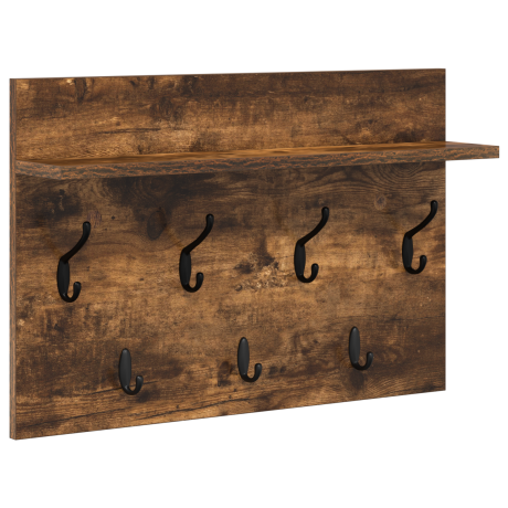 vidaXL Wandgemonteerde kapstok met plank Gerookt eiken 60 x 40 x 12 cm afbeelding2 - 1