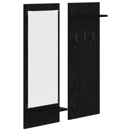 vidaXL Wandgemonteerde kapstok met plank met opslag met spiegel Zwart eiken 70 x 10 x 90 cm afbeelding2 - 1