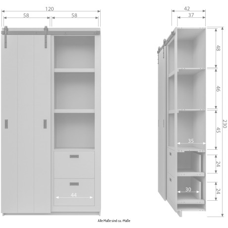 vtwonen Schuifdeurkast Slide veel opbergruimte, innovatief ontwerp, h 230 cm x b 120 cm afbeelding2 - 1