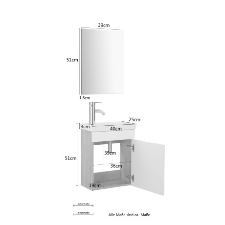 welltime Badkamerserie Lund gastenbadkamer set gastentoilet wastafelmeubelset (complete set) afbeelding2 - 1