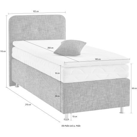 Westfalia Polsterbetten Boxspring Sapporo Incl. sierkussen, kiesbaar in H2, H3 & H4 afbeelding2 - 1