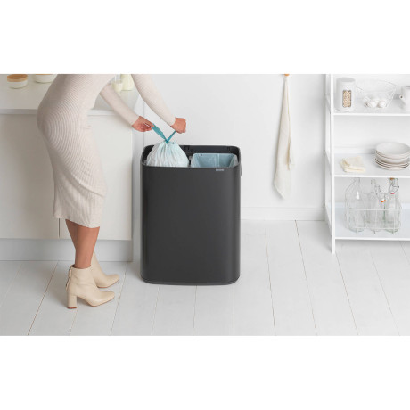 Brabantia Bo Touch Bin Prullenbak - 2 x 30 l - Matt Black afbeelding3 - 1