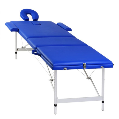 vidaXL Inklapbare massagetafel 3 zones met aluminium frame (blauw) afbeelding3 - 1