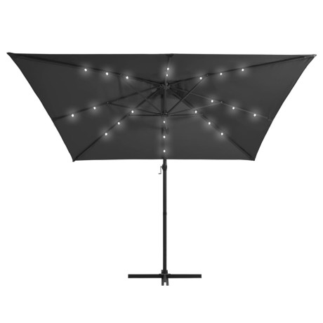 vidaXL Zweefparasol met LED en stalen paal 250x250 cm antracietkleurig afbeelding3 - 1