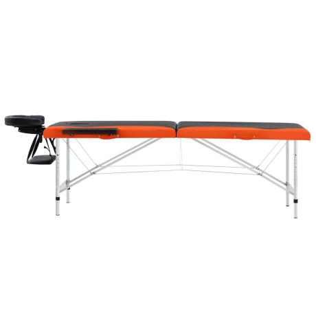 vidaXL Massagetafel inklapbaar 2 zones aluminium zwart en oranje afbeelding3 - 1