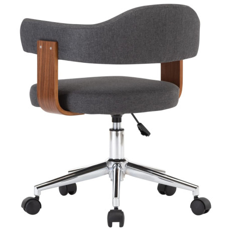 vidaXL Kantoorstoel draaibaar gebogen hout en stof grijs afbeelding3 - 1