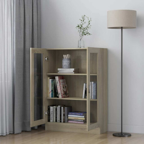vidaXL Vitrinekast 82,5x30,5x115 cm bewerkt hout sonoma eikenkleurig afbeelding3 - 1