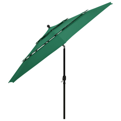 vidaXL Parasol 3-laags met aluminium paal 3,5 m groen afbeelding3 - 1