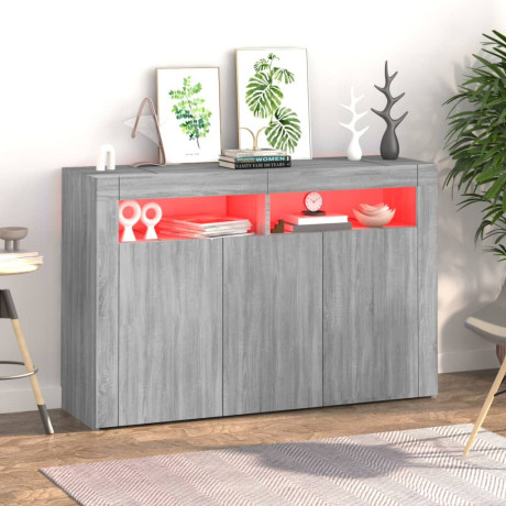 vidaXL Dressoir met LED-verlichting 115,5x30x75 cm grijs sonoma eiken afbeelding3 - 1