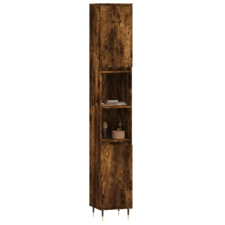 vidaXL Badkamerkast 30x30x190 cm bewerkt hout gerookt eikenkleurig afbeelding3 - 1