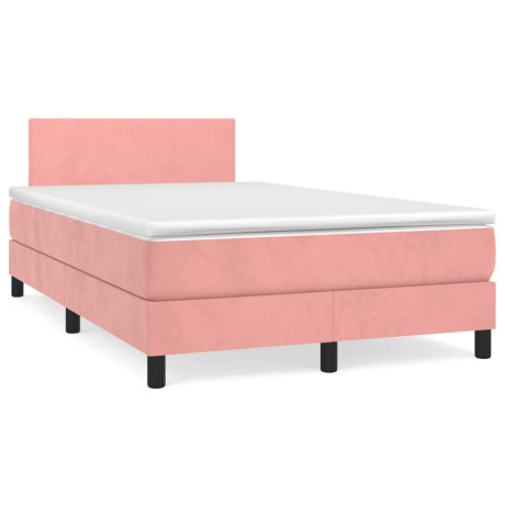 vidaXL Boxspring met matras en LED fluweel roze 120x190 cm afbeelding3 - 1