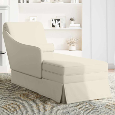 vidaXL Chaise longue met bolster en rechterarmleuning fluweel crème afbeelding3 - 1