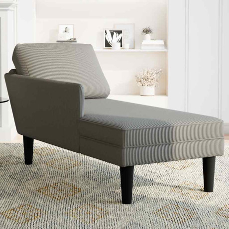 vidaXL Chaise longue met kussen corduroy stof lichtgrijs afbeelding3 - 1