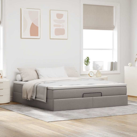 vidaXL Bedframe met matras 160x200cm stof taupe afbeelding3 - 1