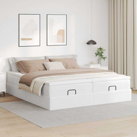 vidaXL Bedframe met matrassen 180x200cm kunstleer wit afbeelding3 - 1