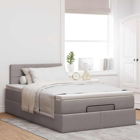 vidaXL Bedframe met matras 120x190 cm stof taupe afbeelding3 - 1