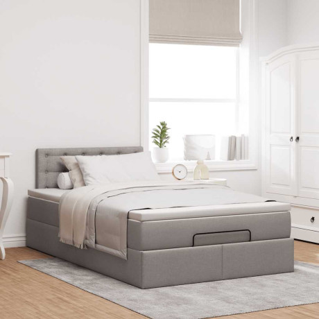 vidaXL Bedframe met matras 120x200cm stof taupe afbeelding3 - 1