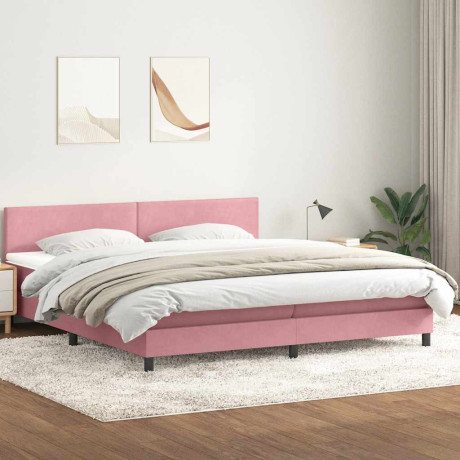 vidaXL Boxspring met matras fluweel roze 200x220 cm afbeelding3 - 1