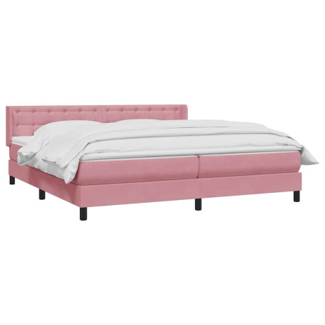 vidaXL Boxspring met matras fluweel roze 180x220 cm afbeelding3 - 1