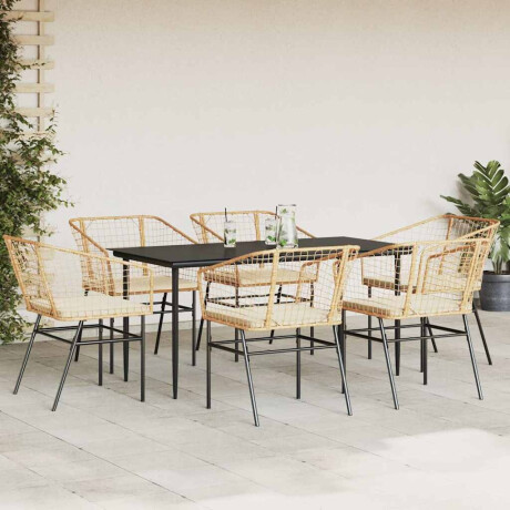 vidaXL 7-delige Tuinset met kussens poly rattan glas bruin afbeelding3 - 1