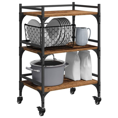 vidaXL Keuken Trolley Oud Hout 50 x 35 x 75.5 cm Bewerkt hout afbeelding3 - 1