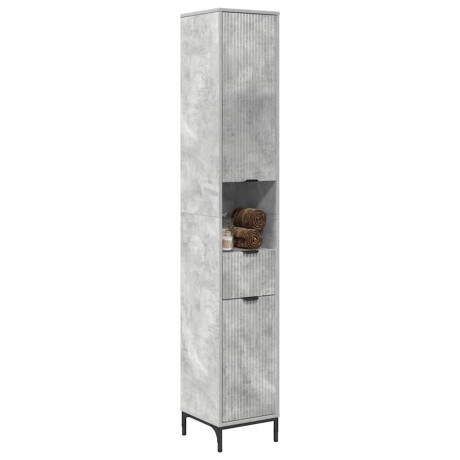 vidaXL Hoge badkamerkast Betongrijs 31.5 x 33 x 190 cm Bewerkt hout afbeelding3 - 1