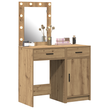 vidaXL 2-delige kaptafelset met LED in Artisan eiken afwerking afbeelding3 - 1
