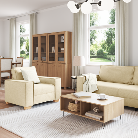 vidaXL 3-delige ligbed set met kussens in crème stof afbeelding3 - 1