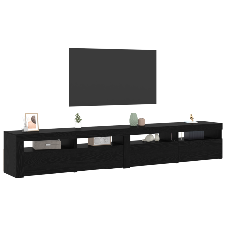vidaXL 3-delige TV-kastenset met LED-verlichting in zwart eiken engineered hout afbeelding3 - 1
