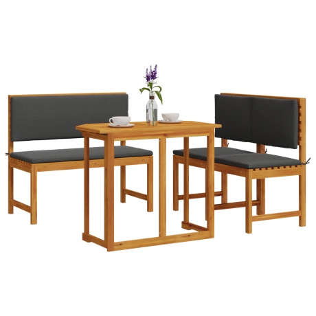 vidaXL 4-delige Tuin Eettafel Set met Kussens van Massief Acaciahout afbeelding3 - 1