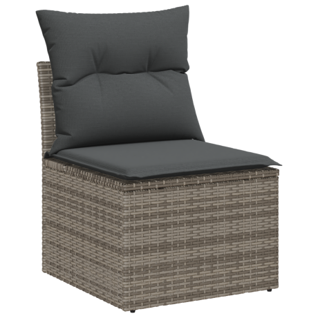 vidaXL 9-delige tuinsofa set met grijze polyester rattan kussens afbeelding3 - 1