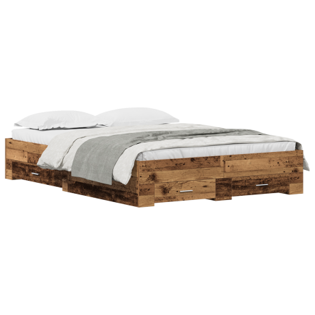 vidaXL Bedframe met Lades Oude houtkleur Engineered hout 140 x 200 cm afbeelding3 - 1