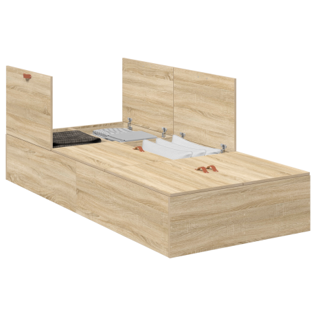 vidaXL Bedframe met opbergruimte bewerkt hout sonoma eiken75x190 cm afbeelding3 - 1