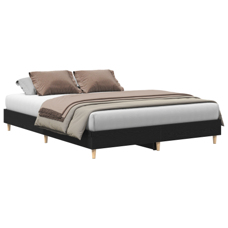 vidaXL Bedframe Zwart Eiken 140x200 cm Engineered Wood afbeelding3 - 1