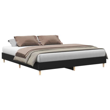 vidaXL Bedframe Zwart Eiken 200x200 cm Ge-engineered Hout afbeelding3 - 1