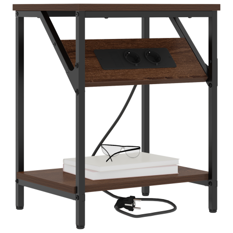 vidaXL Bedside kasten 2 pcs bruin eikenkleur 38 x 30 x 48 cm afbeelding3 - 1