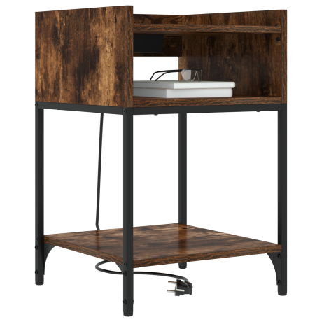 vidaXL Bedside kasten 2 pcs Gerookt eiken 40 x 40 x 61 cm Bewerkt hout afbeelding3 - 1