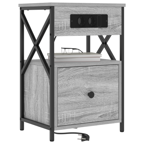 vidaXL Bedside kasten 2 pcs Grijs sonoma 40 x 31 x 60 cm Bewerkt hout afbeelding3 - 1