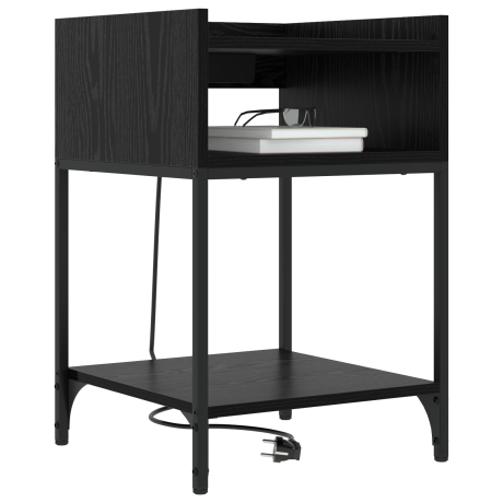 vidaXL Bedside kasten 2 pcs Zwart eiken 40 x 40 x 61 cm Bewerkt hout afbeelding3 - 1