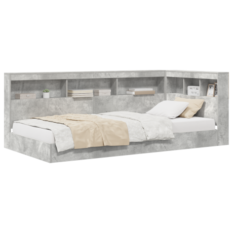 vidaXL Boekenkast Bed Betonnen Grijs 75x190 cm Geengineerd Hout afbeelding3 - 1