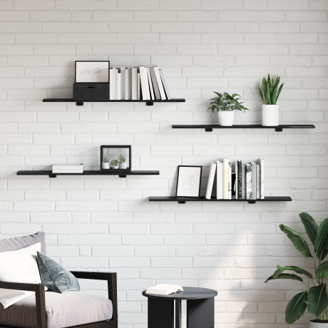 vidaXL Boekenplank Bord 4 pcs Zwart 100 x 40 x 1.5cm Spaanplaat afbeelding3 - 1