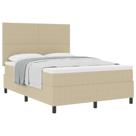 vidaXL Box Spring Bed met Matras Lichtgroen Grijs 140x200 cm Corduroy Stof afbeelding3 - 1