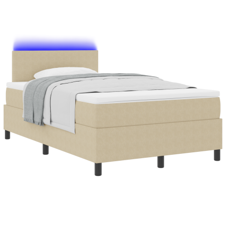 vidaXL Boxspring Bed met Matras & LED Licht Groen Grijs 120x200 cm Katoen afbeelding3 - 1