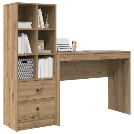 vidaXL Bureau met Opbergruimte in Artisan Eiken afbeelding3 - 1