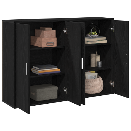 vidaXL Dressoirs 2 stuks Zwart Eiken 60x31x84 cm Ge engineered Hout afbeelding3 - 1