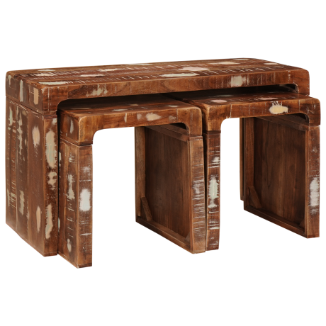 vidaXL Eindtafels 3 pcs Multikleur massief gerecycled hout afbeelding3 - 1