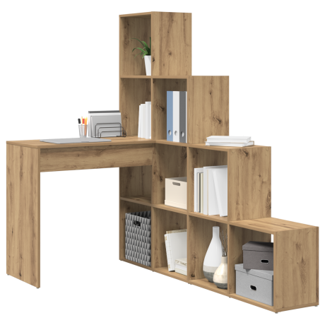 vidaXL Hoekbureau artisanaal eikenkleurig 101,5 x 149,5 x 149,5 cm afbeelding3 - 1